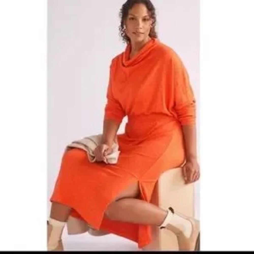 116. Anthropology Daily Practice XS Draped Cowl neck Orange Dress